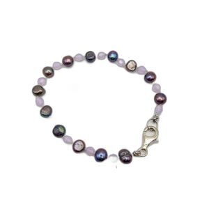 Purple Freshwater Pearl Bracelet 925 Sterling Silver Clasp 7.25”